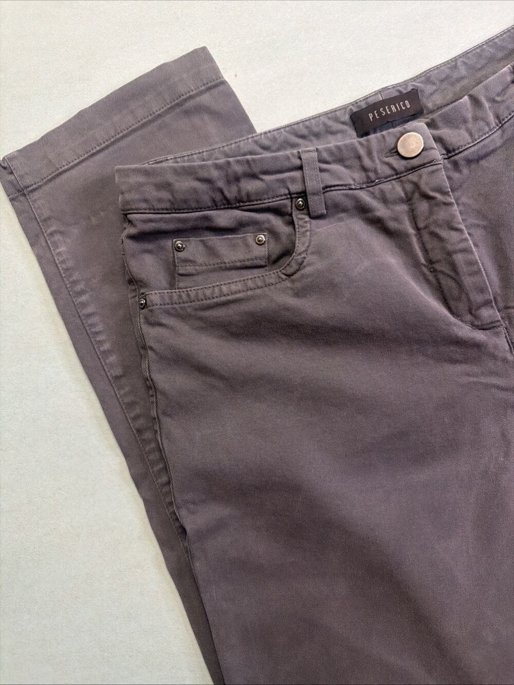Peserico Women’s Pants Size 46 Gray Stretch Straight Leg Made in Italy